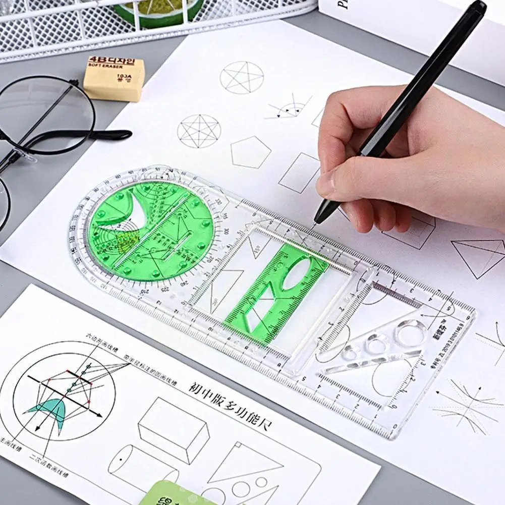 

Multifunctional Geometric Ruler Geometric Drawing Template Measuring Tool For School Office Architecture Supply Линейка Шко Z7n5