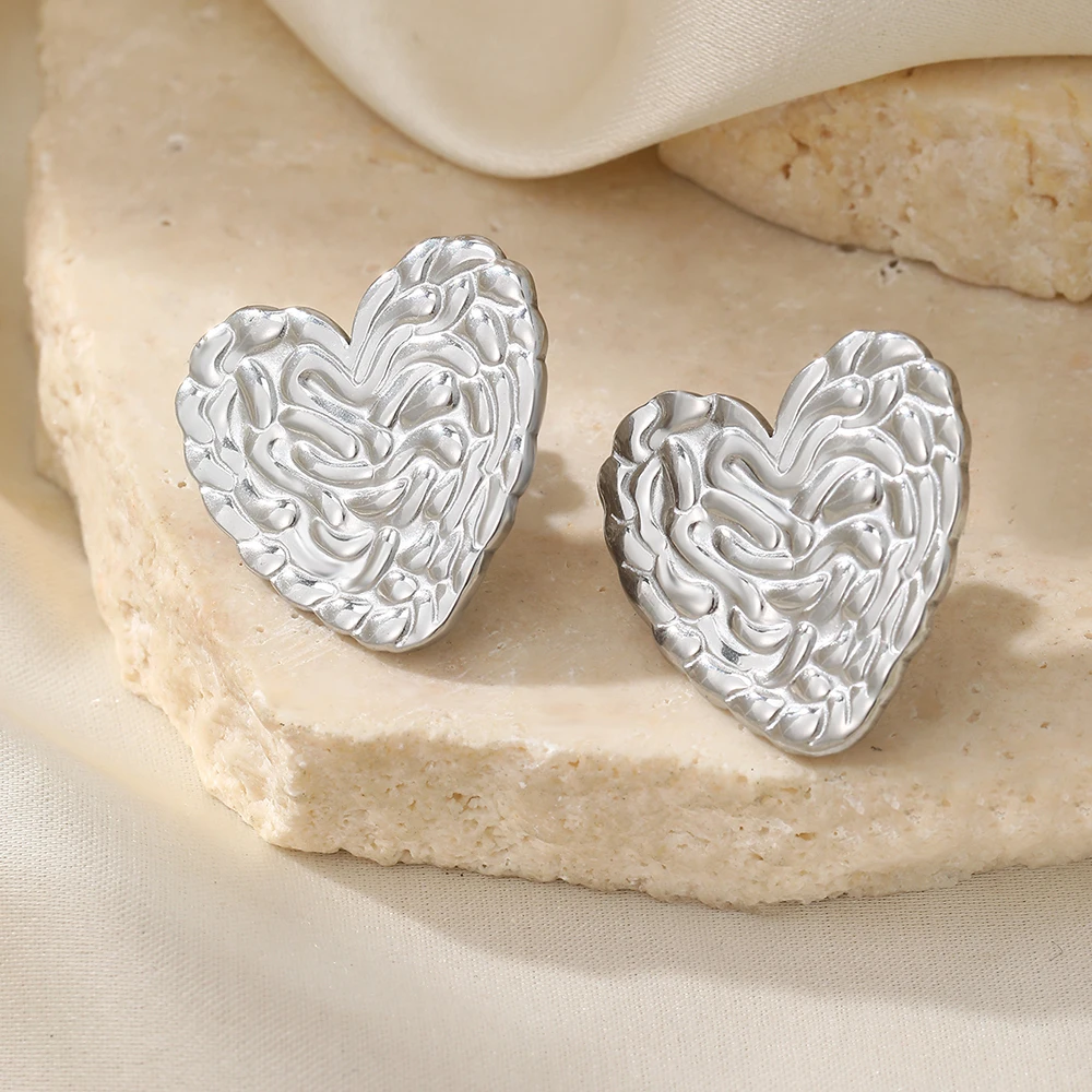 Серьги из нержавеющей стали винтажные простые серьги с сердечками неправильной