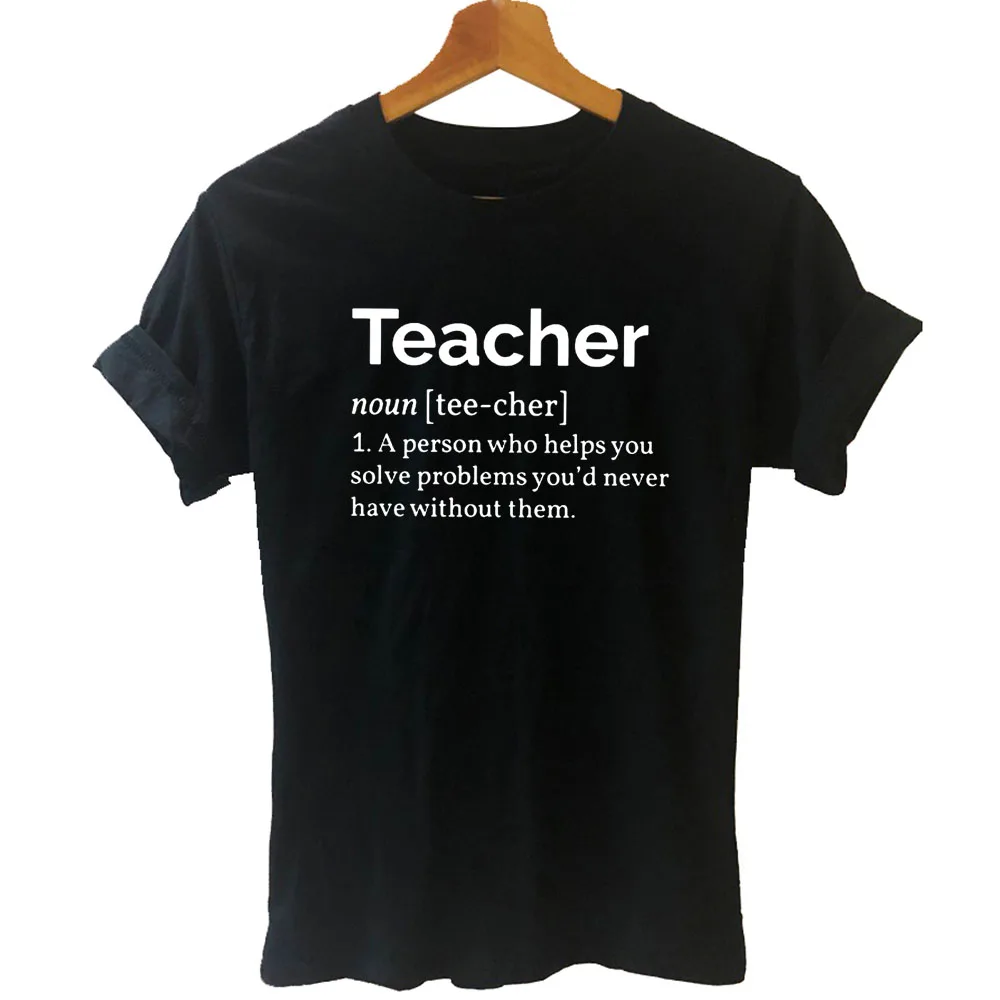 

Teacher Definition Print Graphic Women Tshirts Cotton Casual Funny T Shirt for Lady Yong Girl Top Tee Black White
