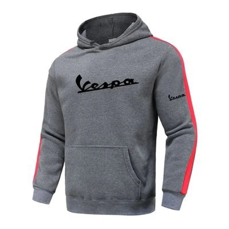 

Man Vespa Logo Printed Hoodies New Spring Autumn Sportswear Patchwork Hoody Long Sleeve Hoody