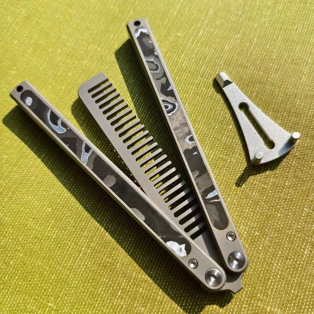Фото MackWalker Titanium, тренировочная расческа Pei Butterfly, уличные инструменты EDC, расчески Balisong №5