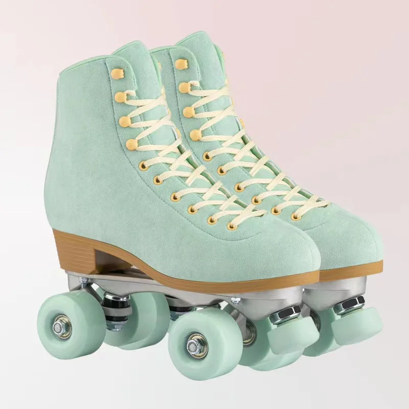 New Style 3 Colors Spring Artificial Leather Roller Skates Double Line Skates Women Men Skate Shoes Patines With PU 4  Wheels