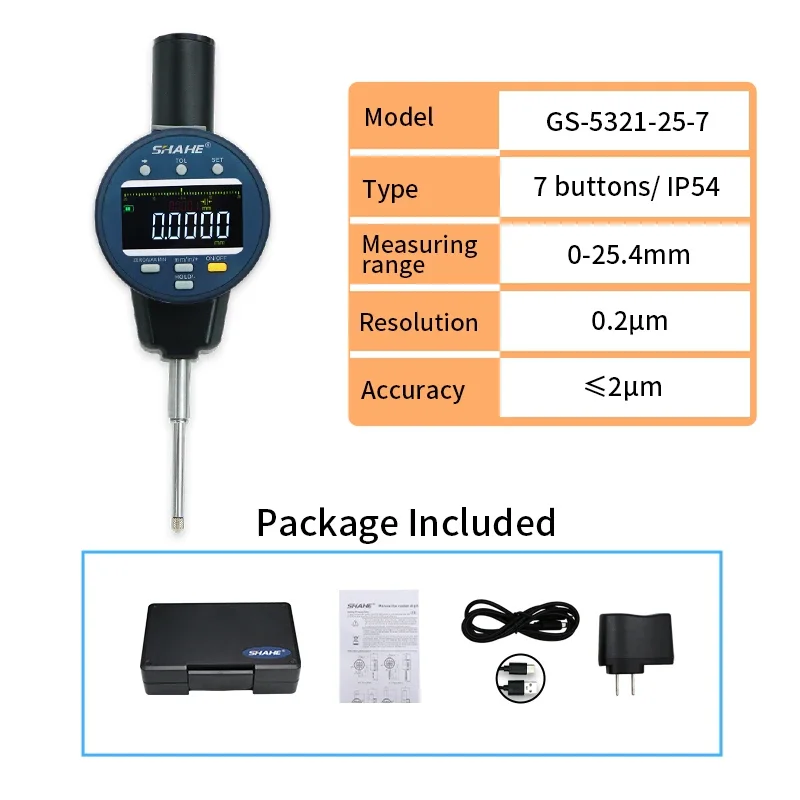 

SHAHE 0,2 мкм электронный цифровой циферблатный индикатор 0-12,7/25,4 мм IP54/IP65 водонепроницаемый прецизионный циферблатный индикатор измерительные инструменты