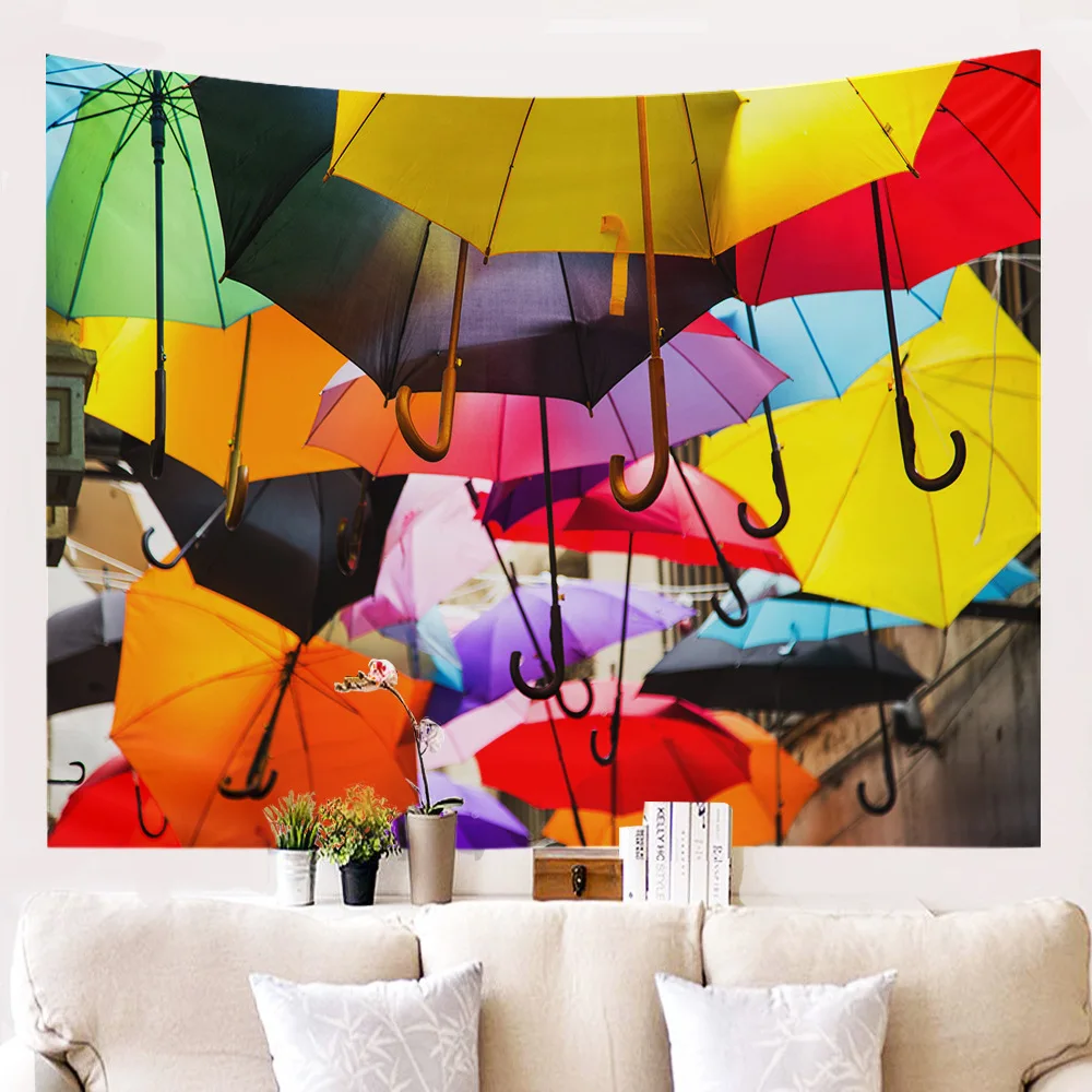 

Umbrella Printed Wall Hanging Tapestry Bedspread Beach Mat Tapiz Witchcraft Background Wall Cloth Tapestries Blanket Yoga Mat