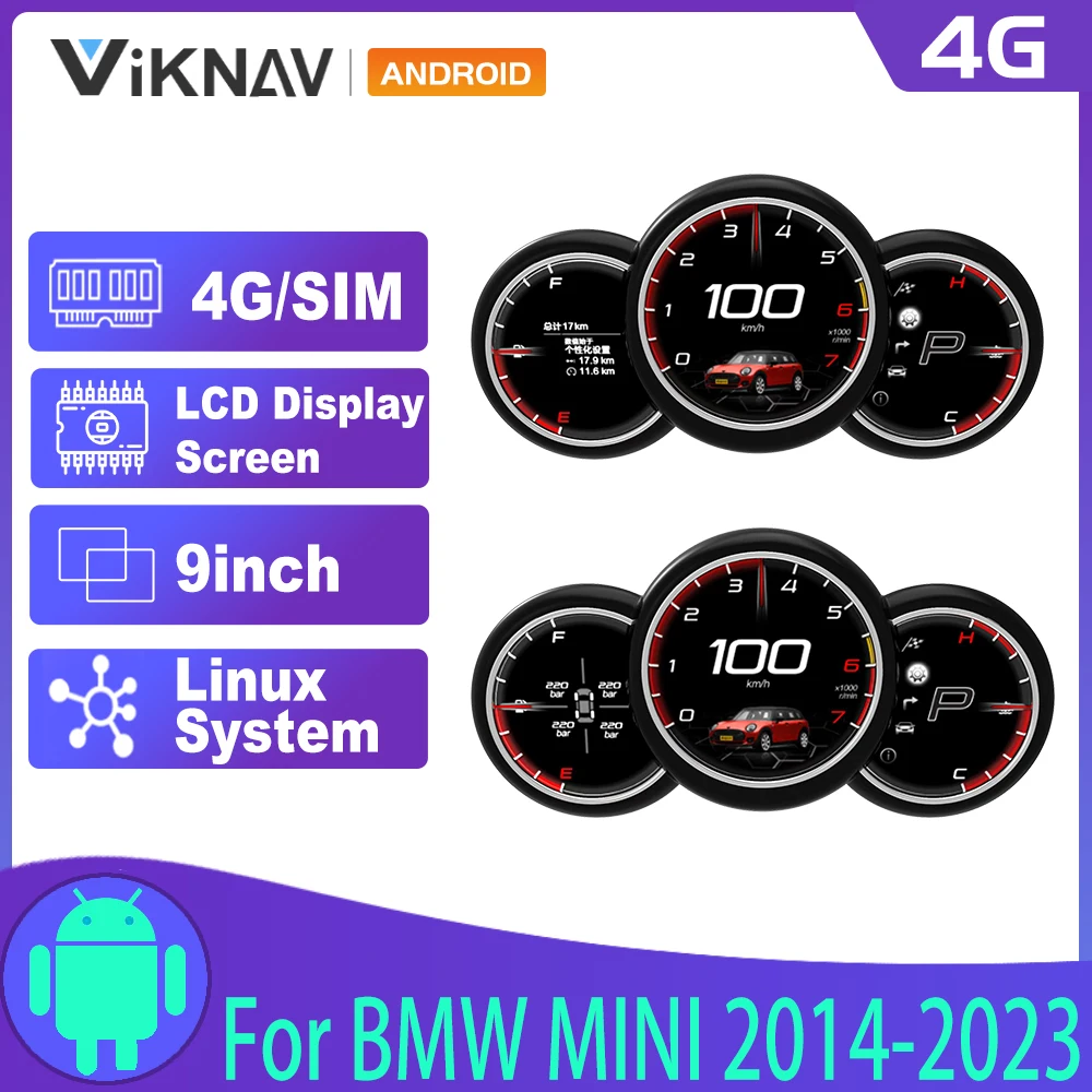 

ЖК-дисплей для BMW MINI 2014-2023 Новейшего Поколения 9 дюймов цифровой кластер виртуальный инструмент автомобильный измеритель скорости головное устройство