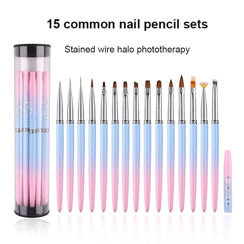 

1pc Pink Nail Enhancement Brush Pull Wire Halo Light Therapy Pen Halo Dye Painting Nail Manicure Brush UV Gel Nail Salon Tools