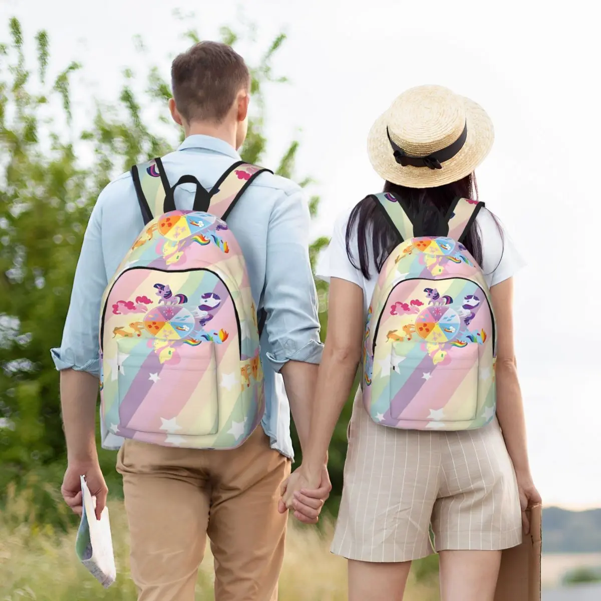 Детский рюкзак с шестью отделениями радужная грива