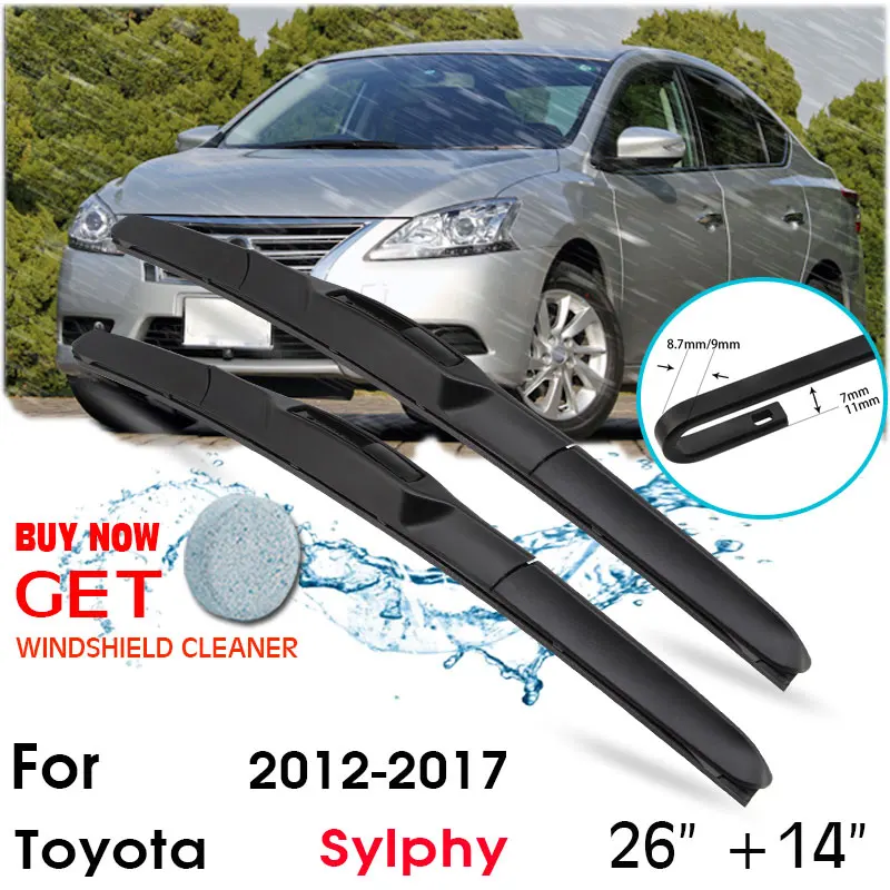 

Car Wiper Blade Front Window Windshield Rubber Silicon Refill Wipers For Nissan Sylphy 2012-2017 LHD/RHD 26"+14" Car Accessories
