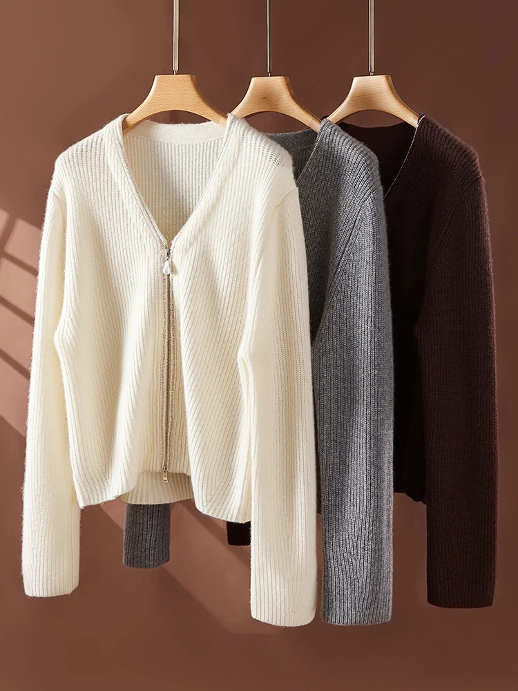 Новый женский кашемировый свитер высокого качества осенне-зимний кардиган на