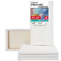 locsyuve stretched canvas for painting 8x20 inch pack of 4white blank canvas 100 linenprimedfor art supplies for acrylic