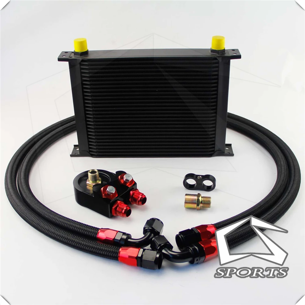 

Universal 28 Row 10AN Aluminum Engine Transmission Oil Cooler+filter adapter Kit