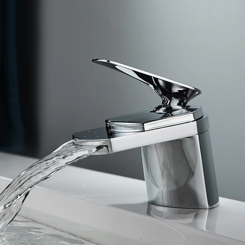 

Modern Bathroom Basin Faucets Black Chrome Waterfall Stainless Steel Basin Faucets Badezimmer Bathroom Accessories JW50LT
