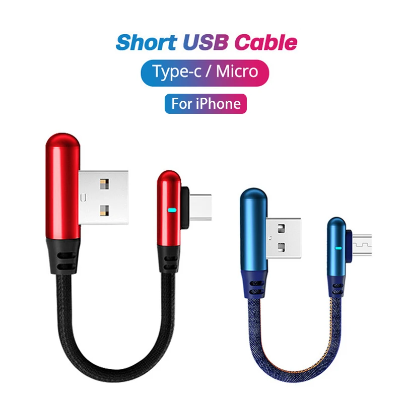 

20cm Short Micro USB Cable Type c Mobile Phone Cables Fast Charging Sync Data Cord USB Adapter Cable for iPhone Samsung Huawei