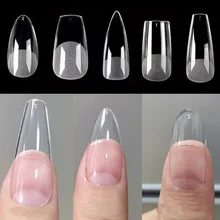 120pcs/Bag Press on Nails Coffin Nail Tips clear Full Cover Fake Nail Artificial Press on Long Ballerina