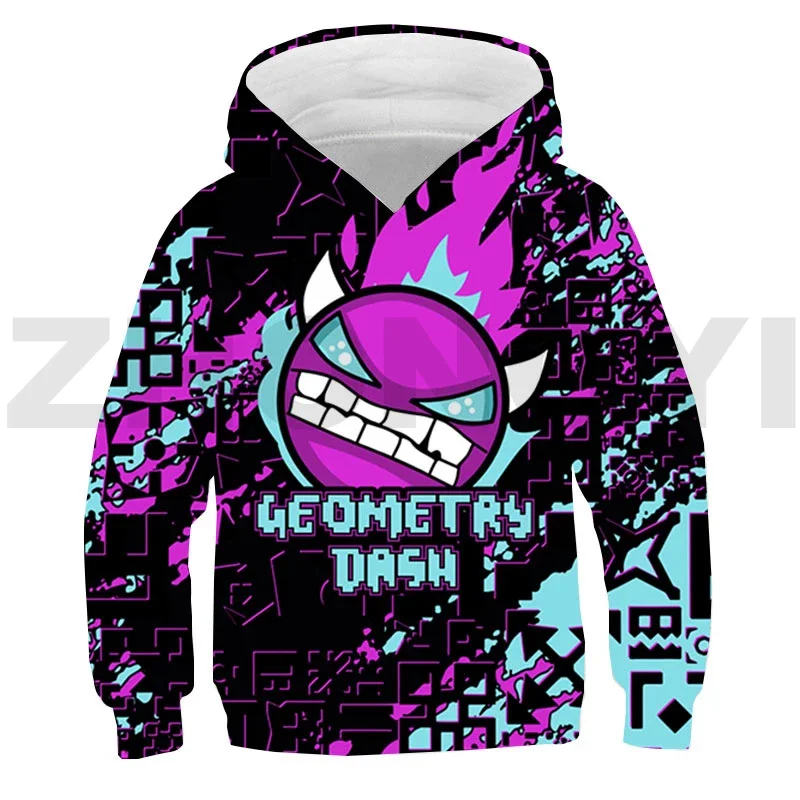 Толстовка Оверсайз с 3D-принтом злой геометрии уличная одежда для подростков в