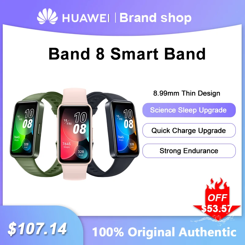 

Original HUAWEI Band 8 Smart Band 1.47'' AMOLED Screen All-day Blood Oxygen Bracelet 2 Weeks Battery Life Waterproof SmartWatch