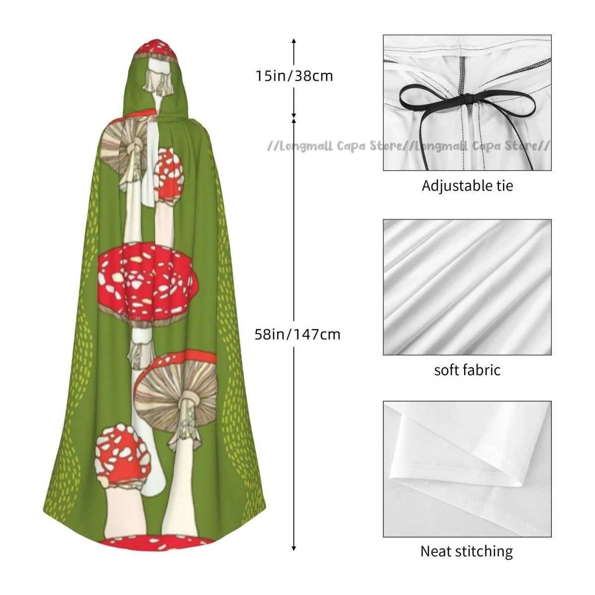 Женская накидка с капюшоном красная в полоску