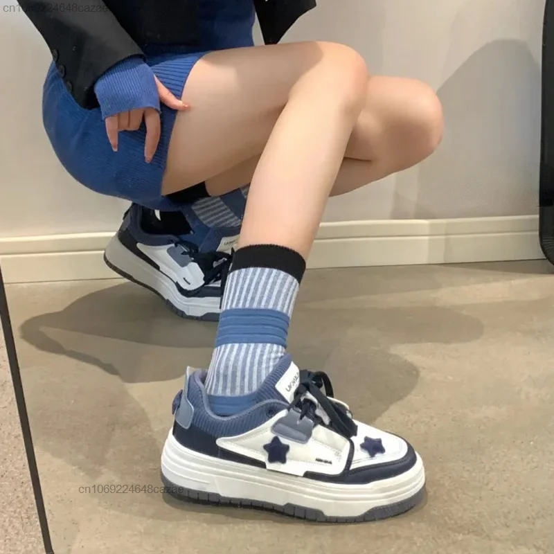 Harajuku Korean Shoes PU Leather Versatile Women's Shoes Flat Bottom Leisure Sneakers Spring New Board Shoes Y2k Couple Sneakers