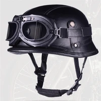motorcycle motorbike rider half pu leather retro helmet visor open face motor dot approved m l xl