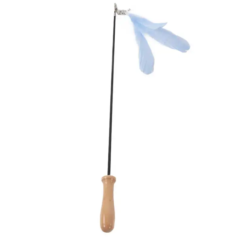 

Игрушка-перо для кошек, натуральная телескопическая Гибкая изогнутая игрушка для кошек, Интерактивная 81,5 см/32 дюйма с деревянным полюсом дл...