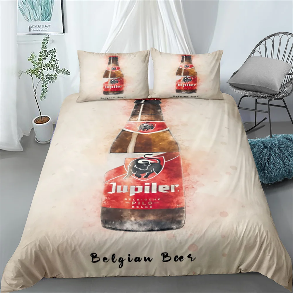 

Beer Bottle Duvet Cover Set Watercolour Style Colourful Summer Drinking King Queen Size Comforter Cover Polyester Bedding Set