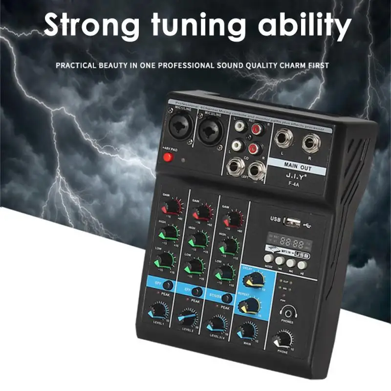 

Audio Mixer Way Mixer Low-noise Usb Input Mobile Phone F-4a Professional Mixer 2023 Sound Mixer Live Recording New Sound 1pc