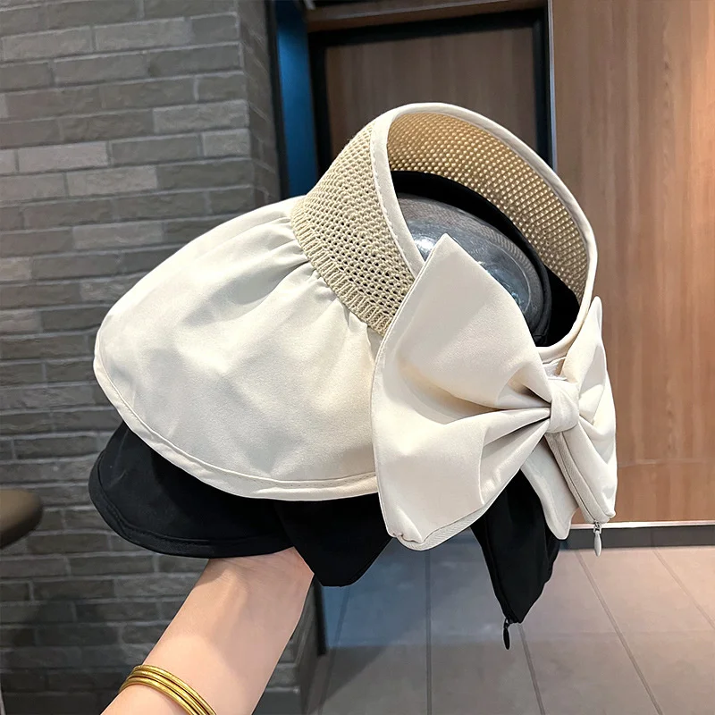 

Sun Hat Woman Summer Large Brim Sunshade Hat Female Storable Bowknot Empty Top Hat Prevent Ultraviolet Rays Beach Sunscreen Hats