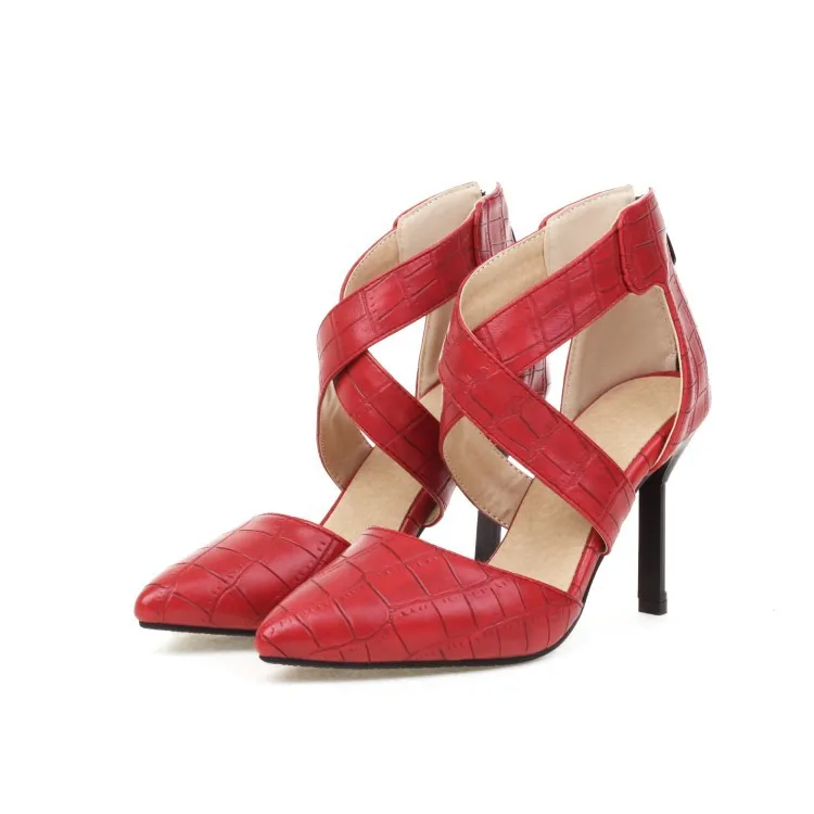 Босоножки женские на шпильке туфли-лодочки с острым носком и перекрестным