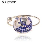 blucome new arrival globe telescope brooches for women gold color enamel alloy world map sweater accessories collar brooch pins