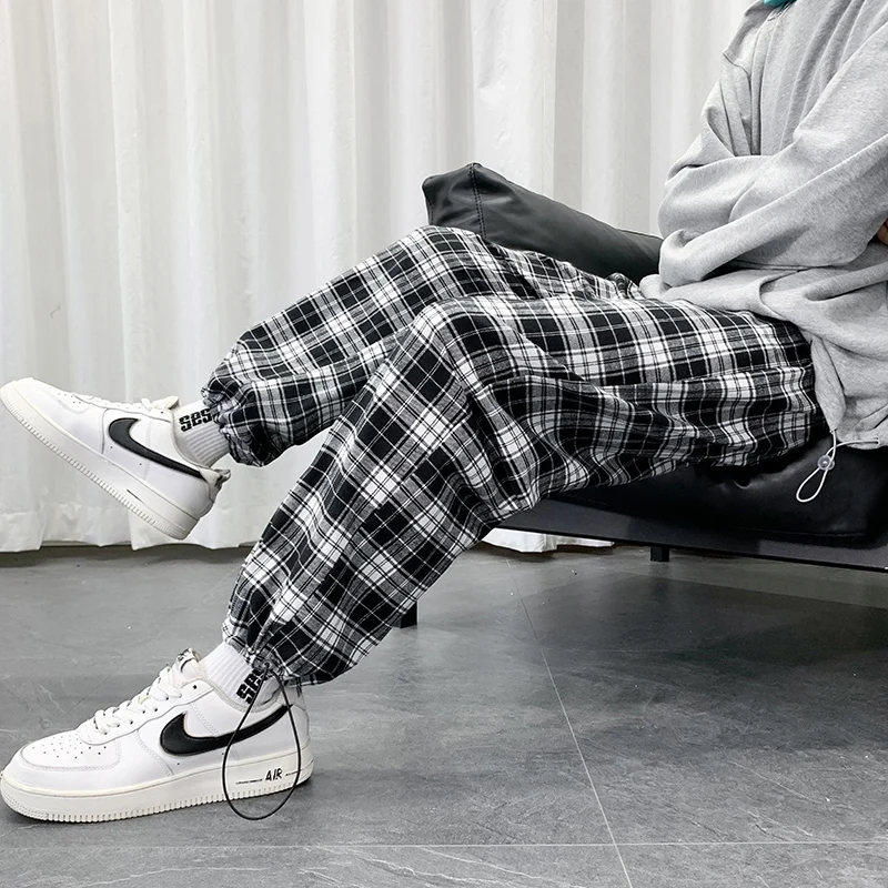 Korean Harem Sweatpants Harajuku Fashion Streetwear Jogger Woman Lightweight Plaid Pants Woman Hip Hop Oversized Casual Pants