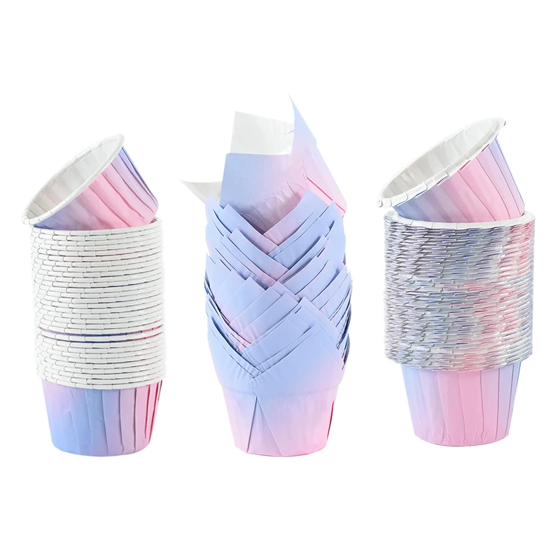 

10/30pcs Gradient Cake Cups Mold Round Shaped Muffin Cupcake Liner Baking Molds DIY Baking Dessert Supplies Kitchen Home Party