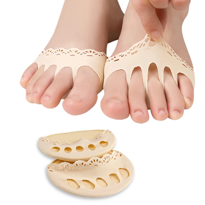 

2pieces=1pair Pedicure Socks Calluses Corns Forefoot Pads For Women Five Toes High Heels Half Insoles Foot Pain Toe Pad Inserts