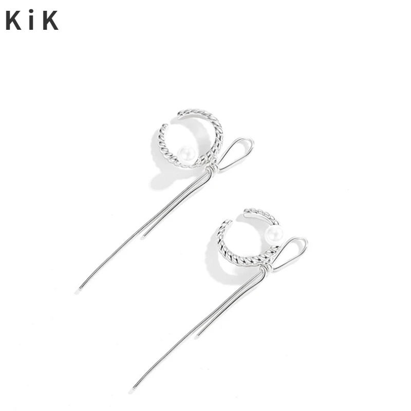 

1 PC Earcuff Earring For Girl Gifts Popular Style Hot Sale Metal Silvery Plated Bowknot Dangle Earcuff Earring With No Piercing