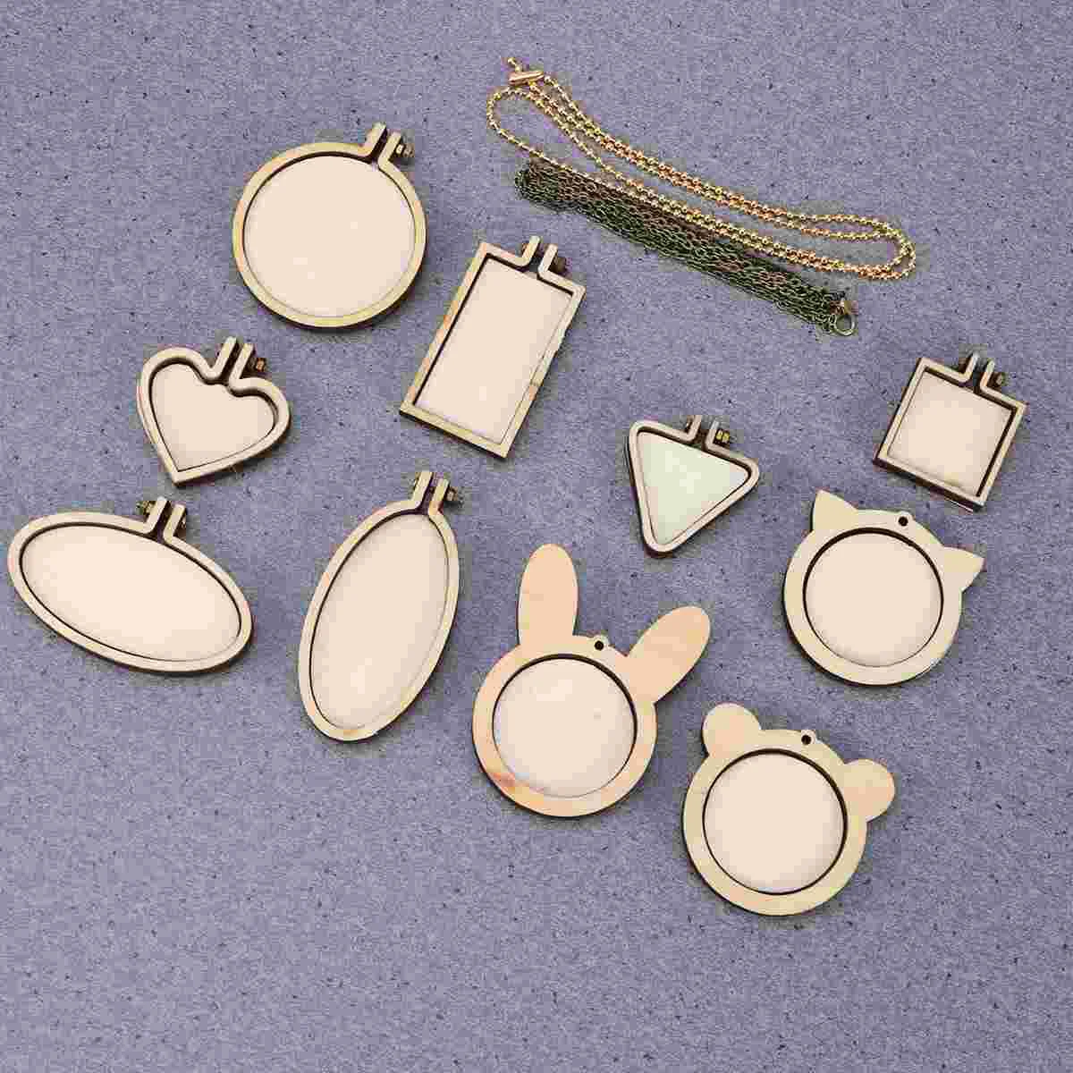 

12 Pcs Cross Stitch Fixing Frame Embroidery Mini Wood Hoops DIY Wooden Stitch for Crafting Sewing Stitching