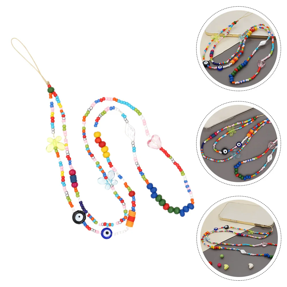 

Lanyard Strap Charms Wrist Beaded Pendant Hanging Mobile Camera Decorative Rope Decor Case Cellphone Chain Cell Anti Lost Pearl