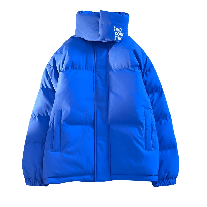 Men's Winter Jacket Couple Solid Zip Unisex Warm Thicken Padded Cotton Coat Oversized Puffer Outwear