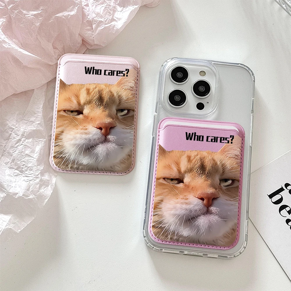 Фото Забавный держатель для карт Ginger Cat в стиле INS, магнитный тонкий кошелек-карман для телефона Magsafe для iPhone 17 16 Pro, чехол для Samsung №3