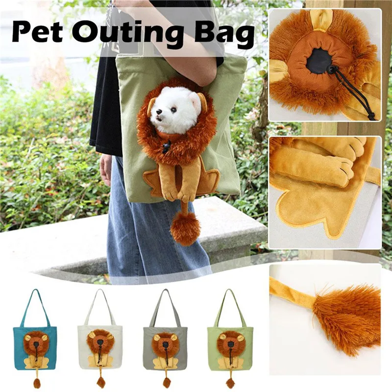 

Soft Pet Carriers Lion Design Portable Breathable Bag Cat Dog Carrier Bags Outgoing Travel Pets Handbag with Safety Zippers