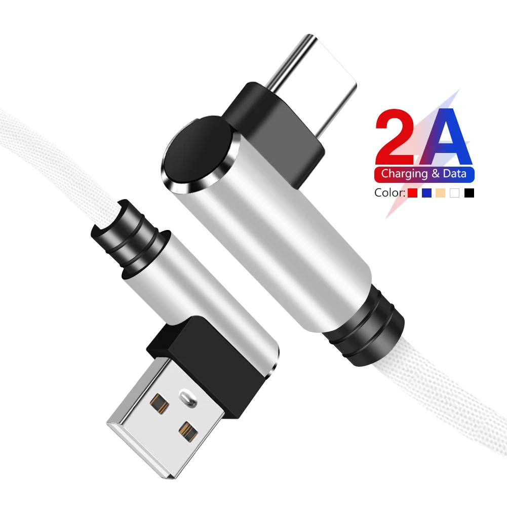 

90 Degree 5Pcs Type C Cable for Huawei P40 P30 Pro Fast Charging Wire for Xiaomi Samsung Galaxy S20 S10 Mobile Phone Wire Cord