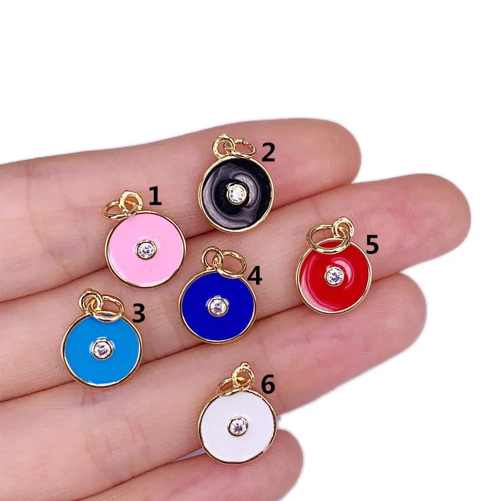 

Fashion Charm Round Zircon Necklace Pendant Bohemian Style Colorful Enamel Accessories Anniversary Jewelry Gift