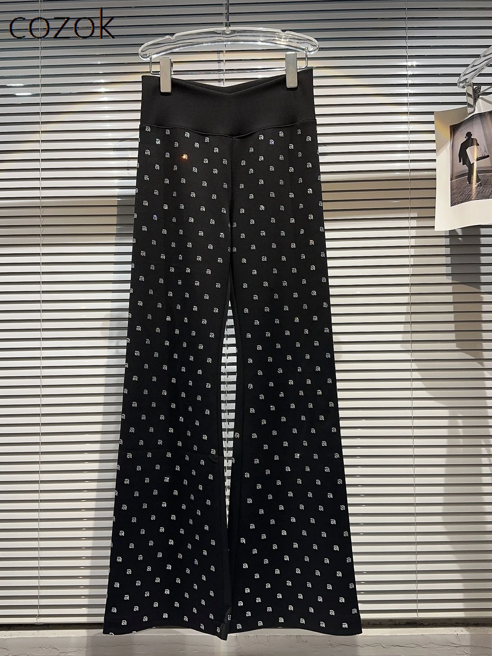 

Women's Casual Pants 2023 Autumn New Fashion Spicy Girl Socialite Letter Hot Rhinestone Slim High Waist Skinny Casual Pants