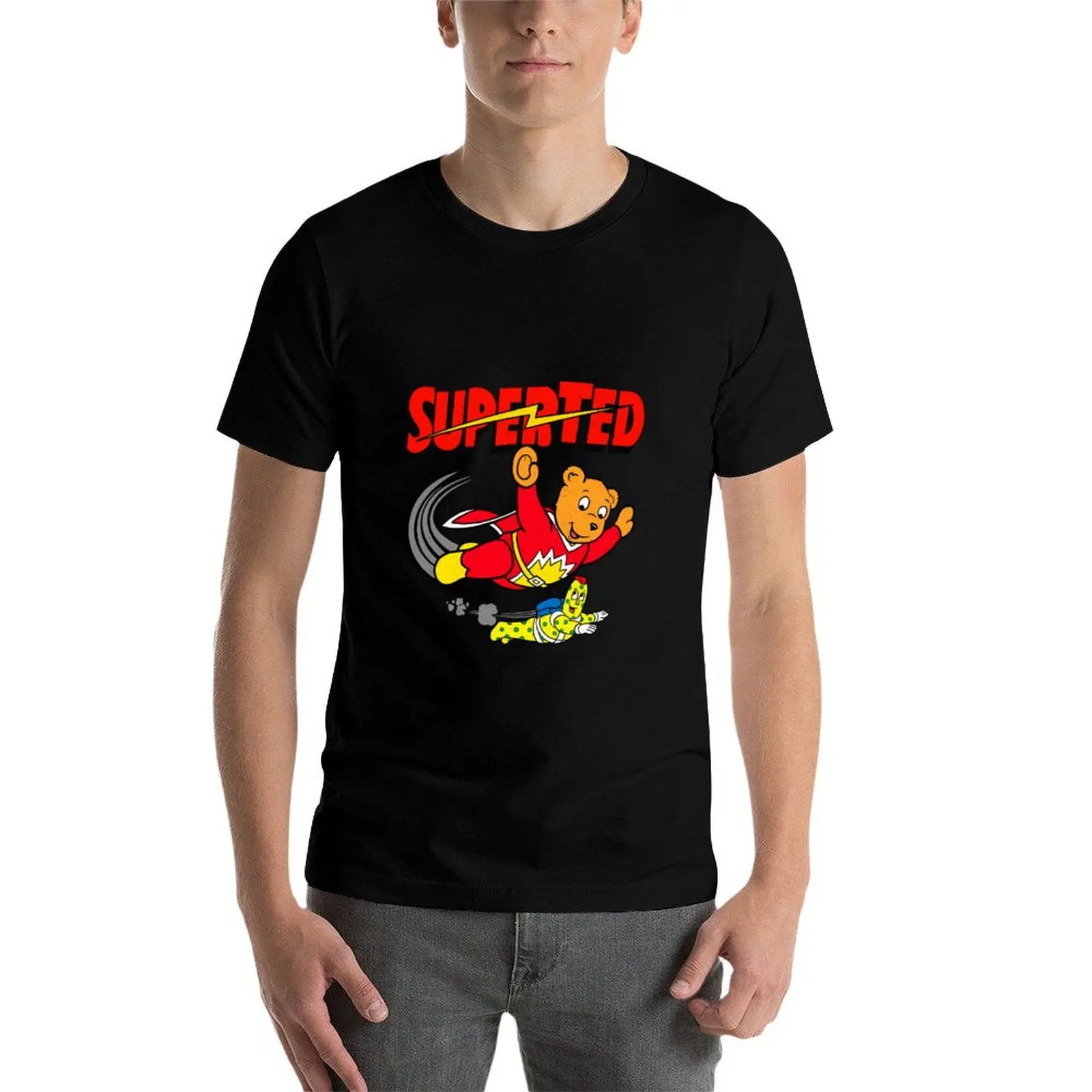 Фото Футболка Superted and Spottyman с принтом в стиле Distressed Look, городская повседневная футболка свободного кроя №4