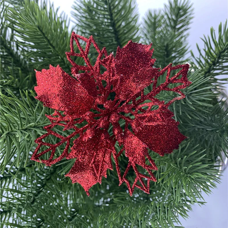 

5pcs Glitter Artificial Christmas Flowers Wedding Xmas Tree Ornaments New Year Christmas Decorations for Home Navidad Gifts