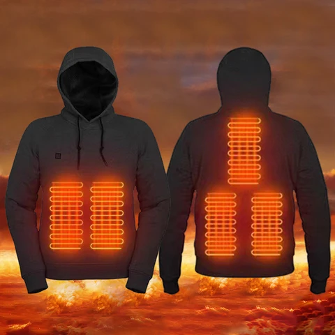 Мужские и женские толстовки с USB-подогревом, мягкие USB-перезаряжаемые винтажные готические куртки с подогревом, 3 уровня нагрева для кемпинга, работы на открытом воздухе, рыбалки