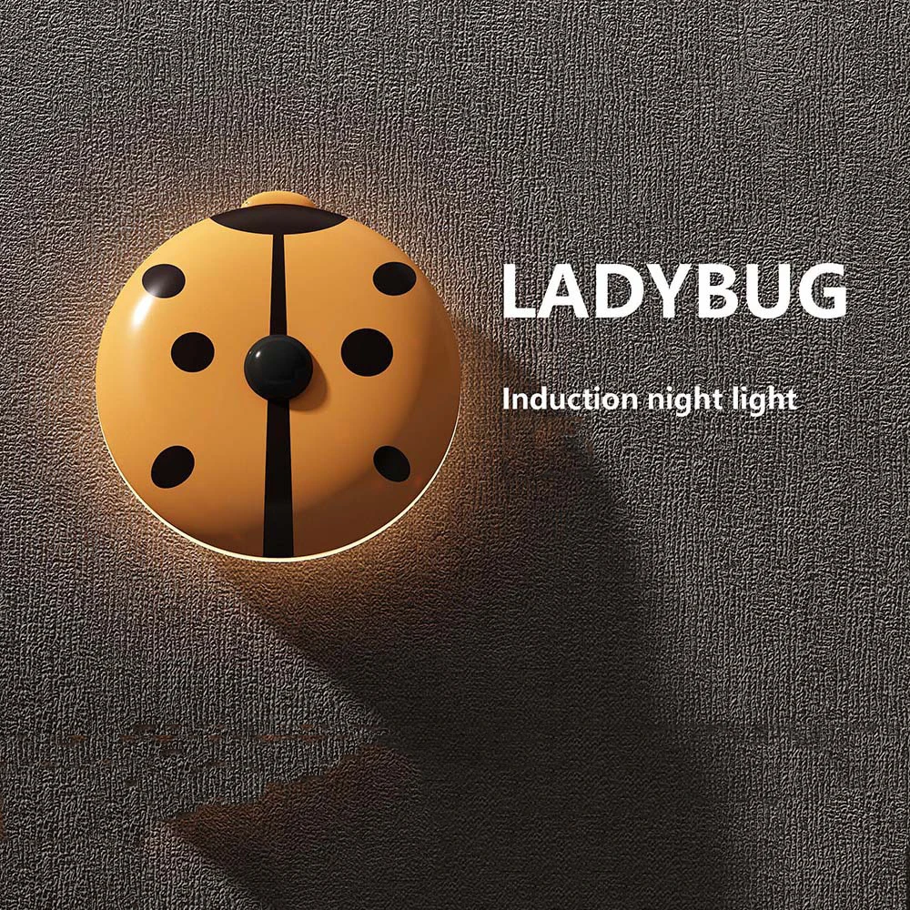 

Настенная Индукционная лампа с милыми Божьими коровками, магнитные прикроватные светильники с Usb-зарядкой для спальни, мультяшный Детский ...