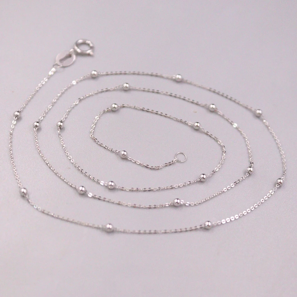 Au750 18-каратное белое золото мини-бусины крошечное ожерелье-цепочка ювелирные