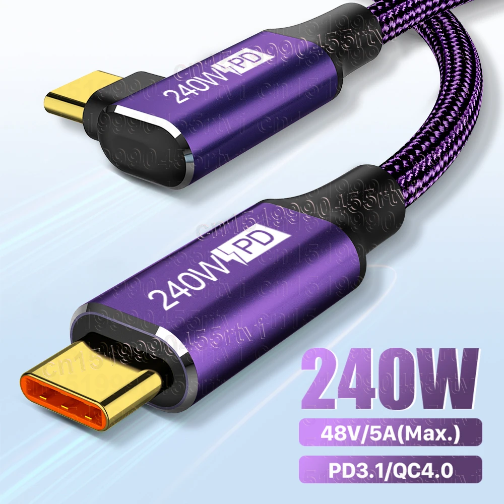 

USB Type C to C Cable 240W PD3.1 Fast Charging Wire for iPhone 15 Plus PS5 Switch Samsung MacBook Pro 5A Fast Charging Cable 3m