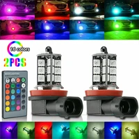 rgb 2pcs 12v 27smd 5050 multi color rgb led fog lights driving bulbs remotenot include battery h11h8 h4 h16 5202