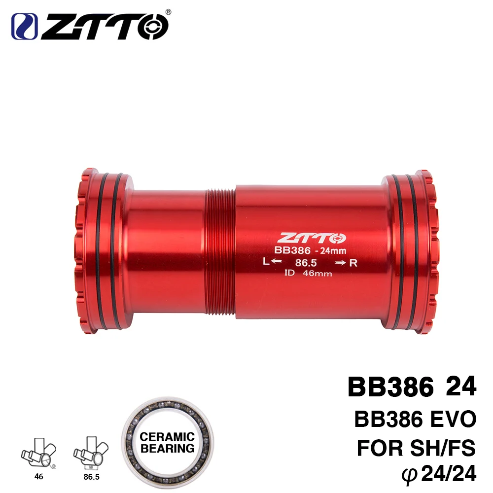 

ZTTO BB386 24 CERAMIC EVO Threaded Lock Press Fit Bottom Bracket for 386 Frame to 24mm Crankset Quality Center Adapter