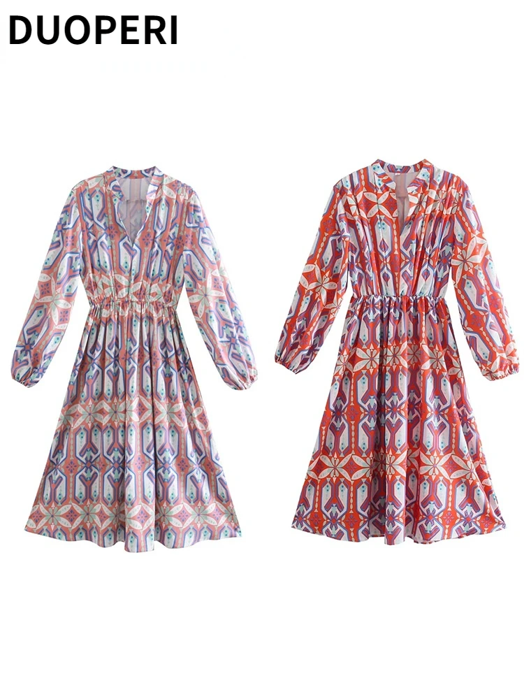 

Платье-миди женское с V-образным вырезом и длинным рукавом